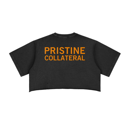 Pristine Collateral - Snow Washed Raw Edge Crop Top